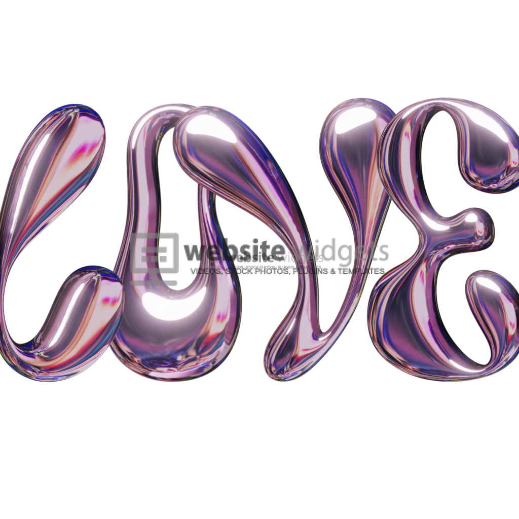 3D Render of Love Pink Metal