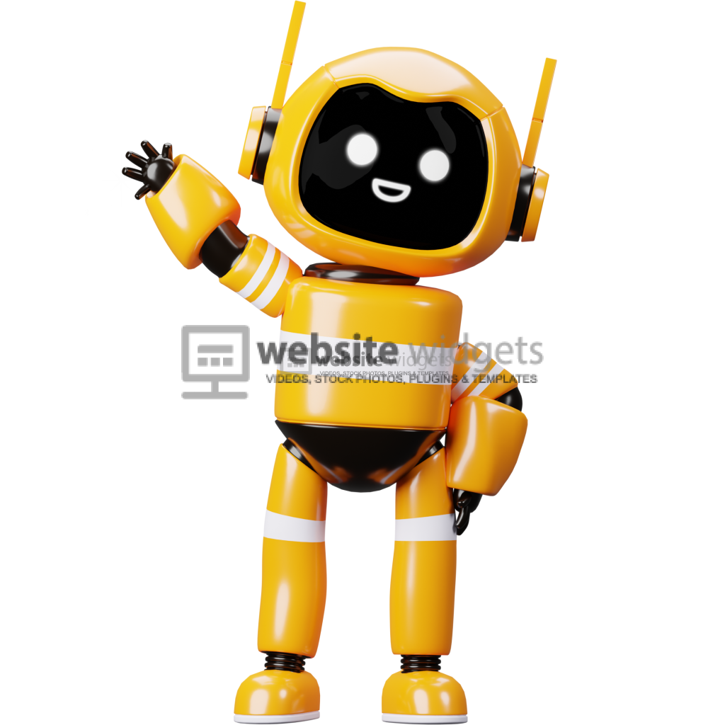 3D Happy Yellow and Black Robot Render